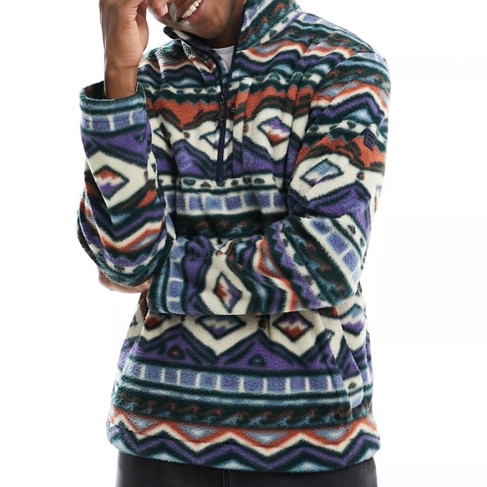 Billabong Multicolor Patterned Zip Up Sweater - image 2
